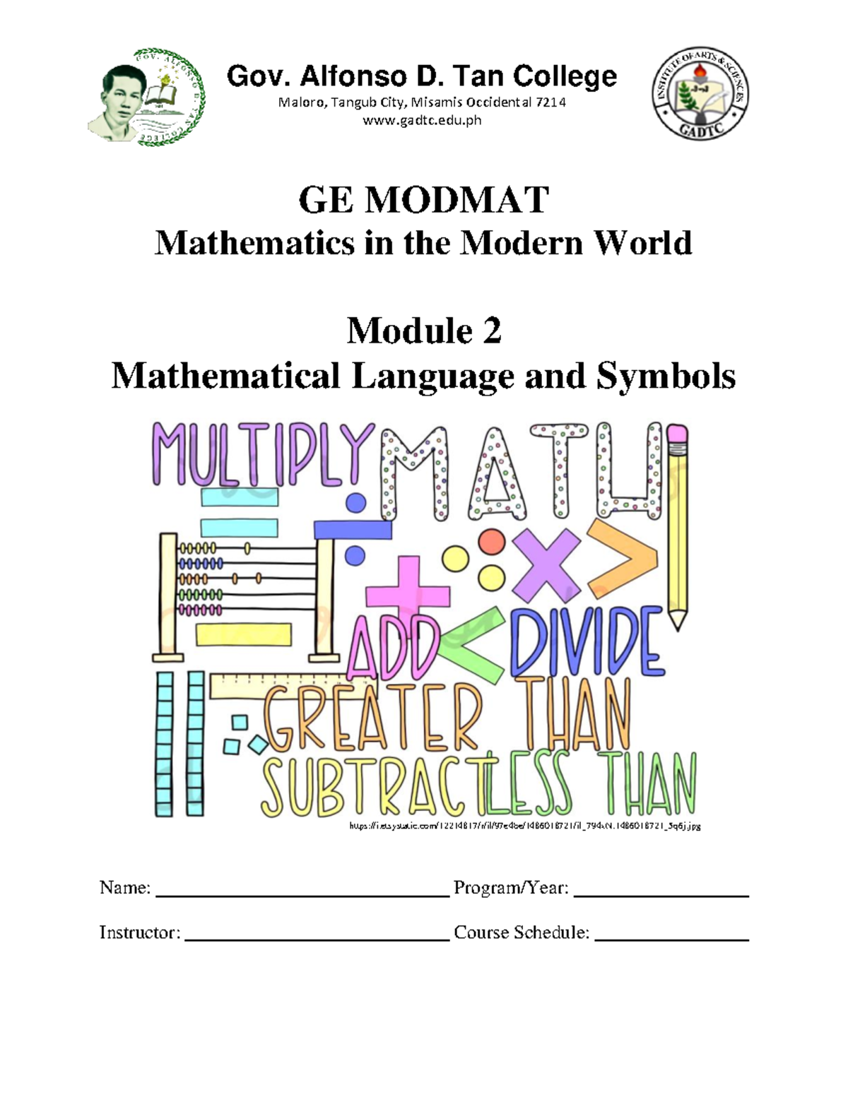 Module 2 Mathematical Language And Symbols Ge Modmat Mathematics In