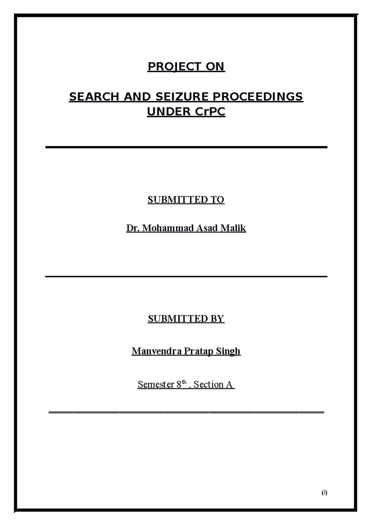 377058971crpc Go crazy PROJECT ON SEARCH AND SEIZURE PROCEEDINGS