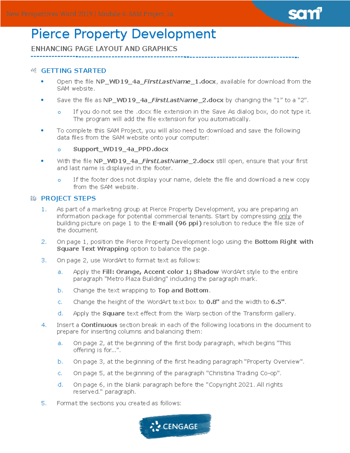 Instructions NP WD19 4a - Pierce Property Development ENHANCING PAGE ...