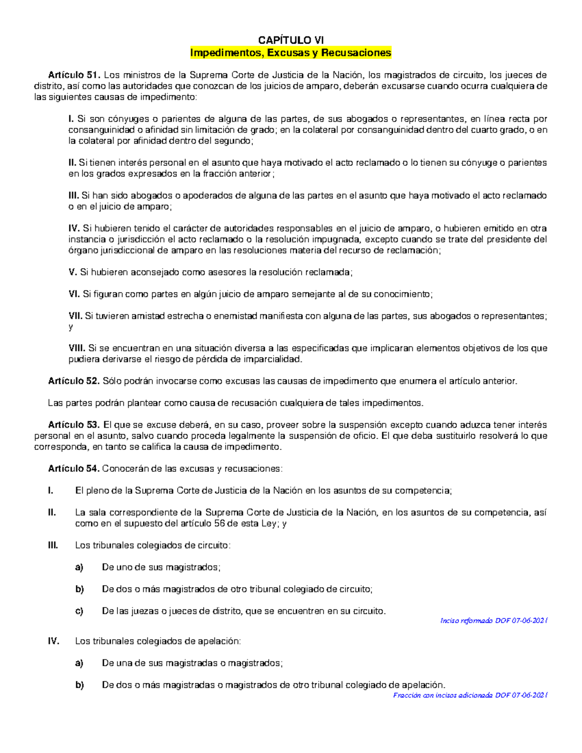 51 60 Impedimentos J Excusas y Recusaciones CAPÍTULO VI Impedimentos Excusas y Recusaciones