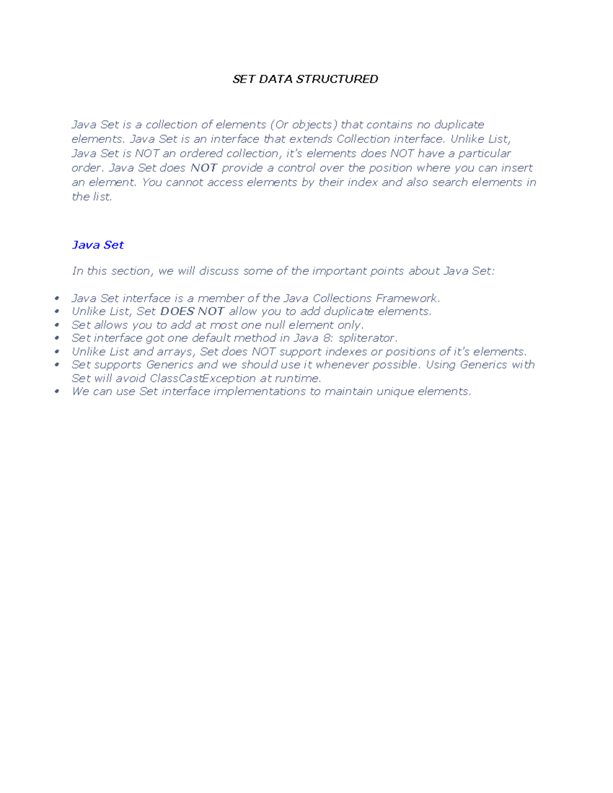 SET DATA Structured - THIS GOOD - SET DATA STRUCTURED Java Set is a ...