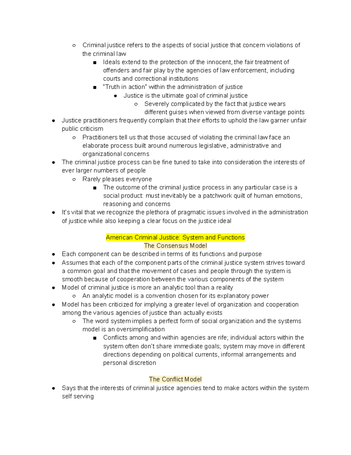 Crim Book Notes Ch 1 Pt 4 - Criminal justice refers to the aspects of ...