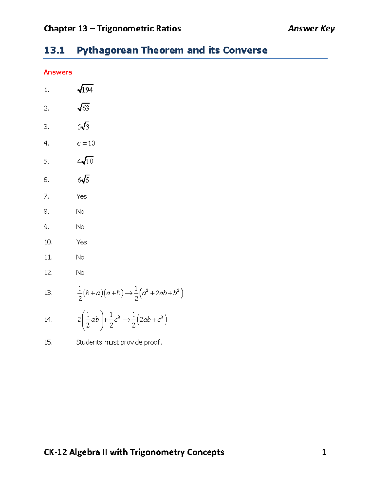 13.4 problem solving with trigonometry answer key houghton mifflin