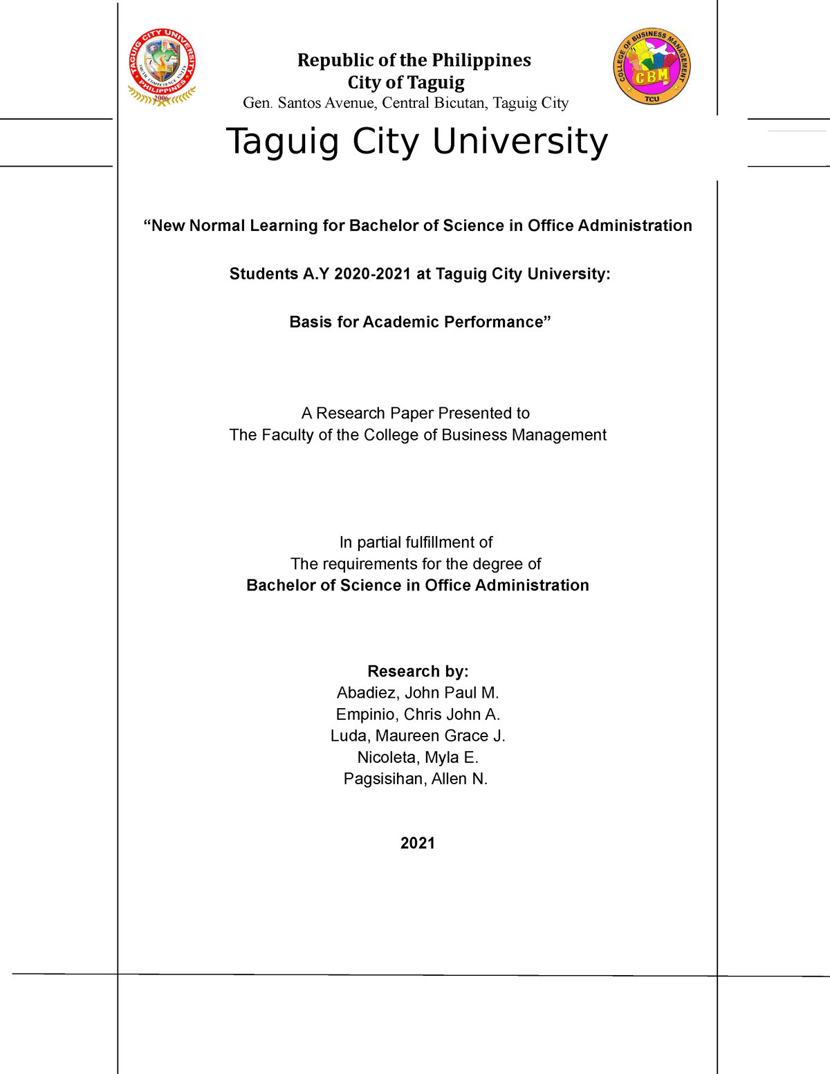 thesis title for office administration students