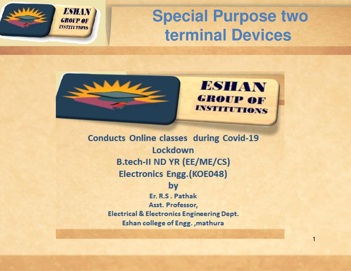 UNIT -II Diode Application - Special Purpose Two Terminal Devices Lec ...