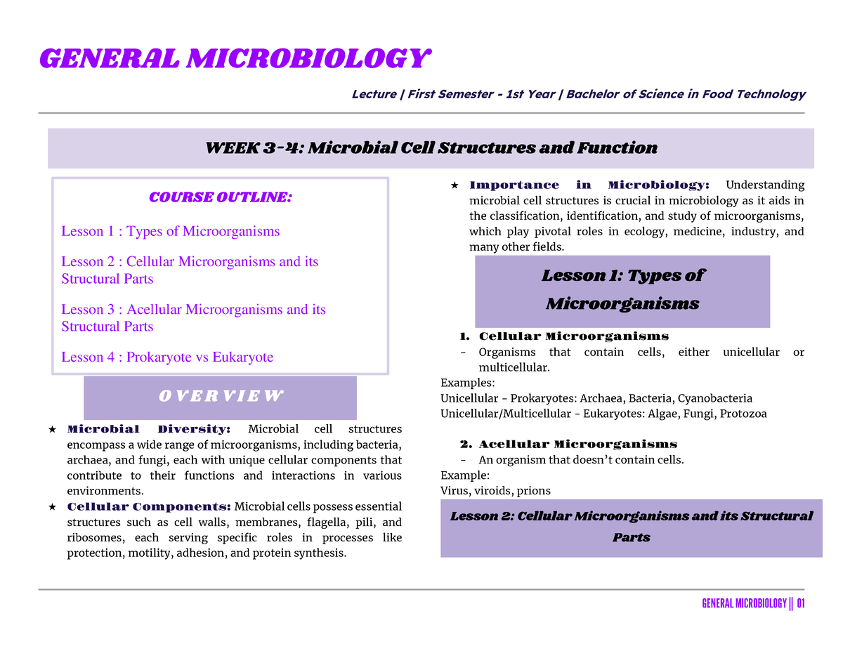 Topic 2 & 3 Micro Bial Cell Structures And Function LEC - Lecture ...