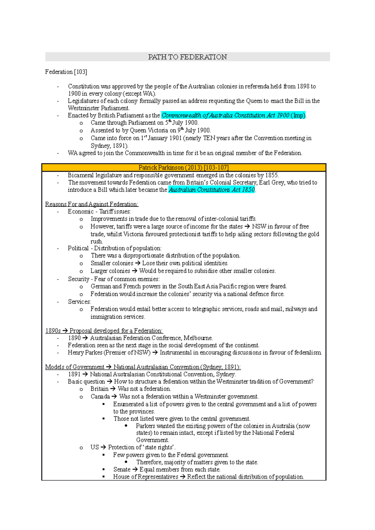 Path To Federation notes - PATH TO FEDERATION Federation [103 ...