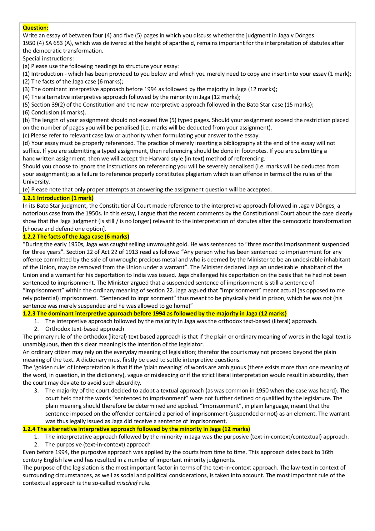 Juridical Interpretation Long Questions and Answers - Question: Write ...