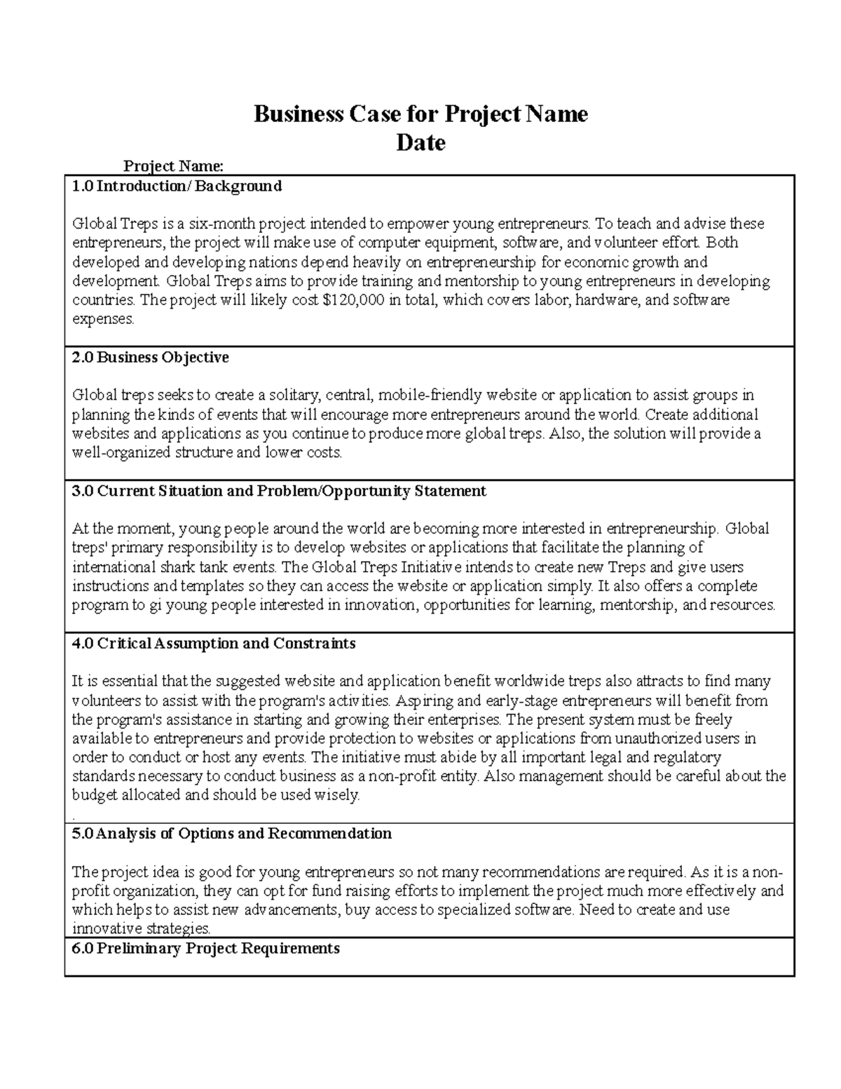 MGMT8490 - Business Case- Group Project Part1 - Business Case for ...