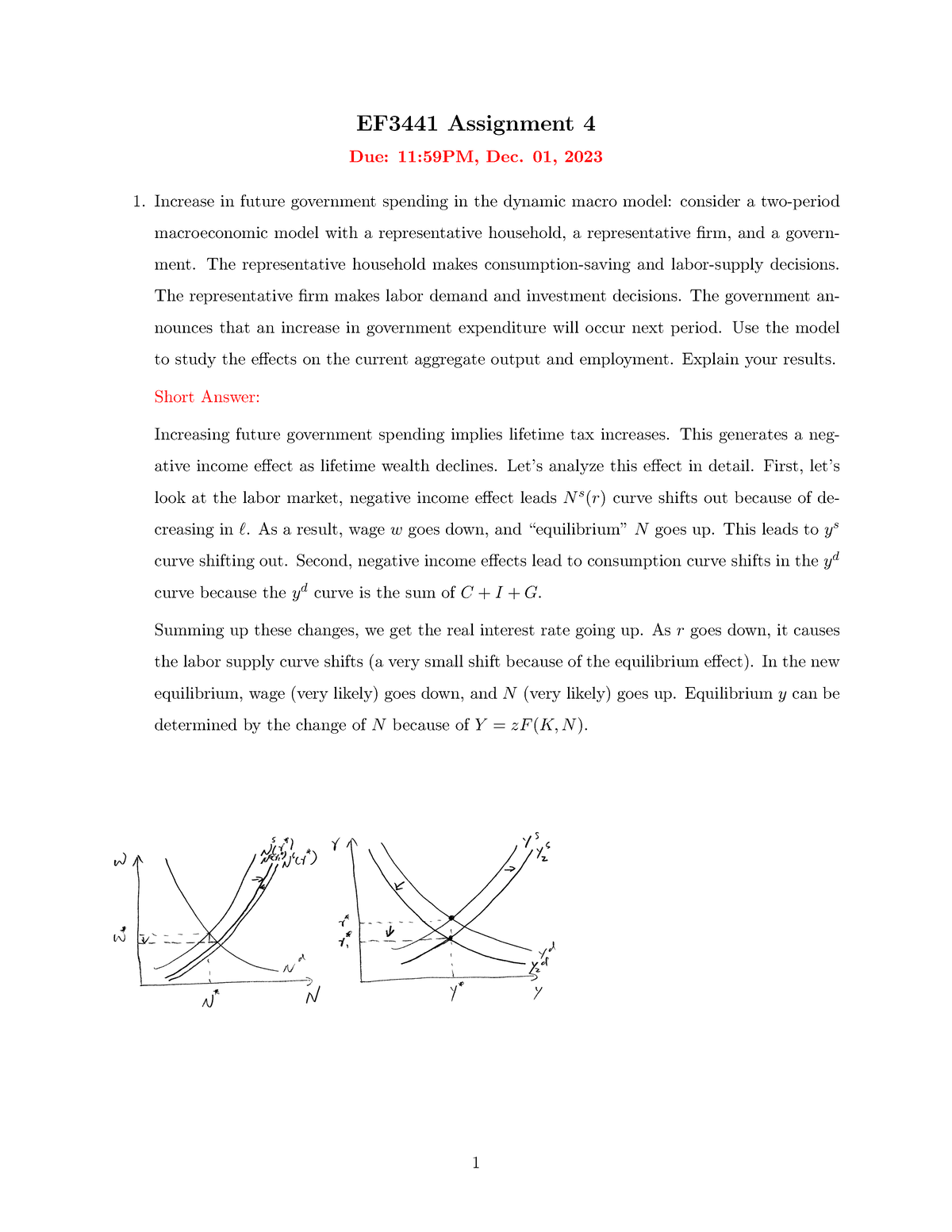 Intermediate Macroeconomics (EF3441) Assignment 4 - EF3441 Assignment 4 ...