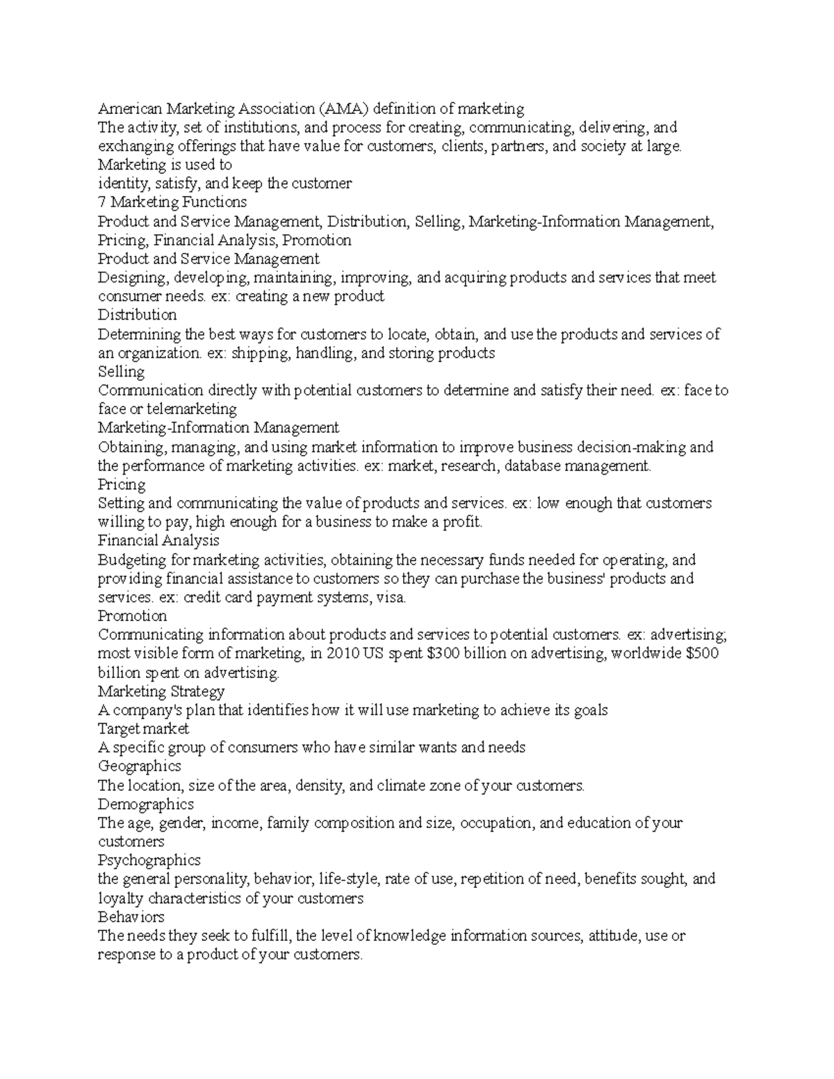 Mar 4 - notes - American Marketing Association (AMA) definition of ...