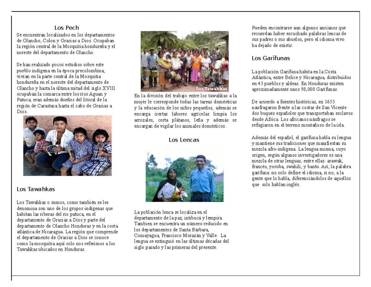 Pdfcoffee - Diferentes grupos étnicos en Honduras - Los Pech Se ...