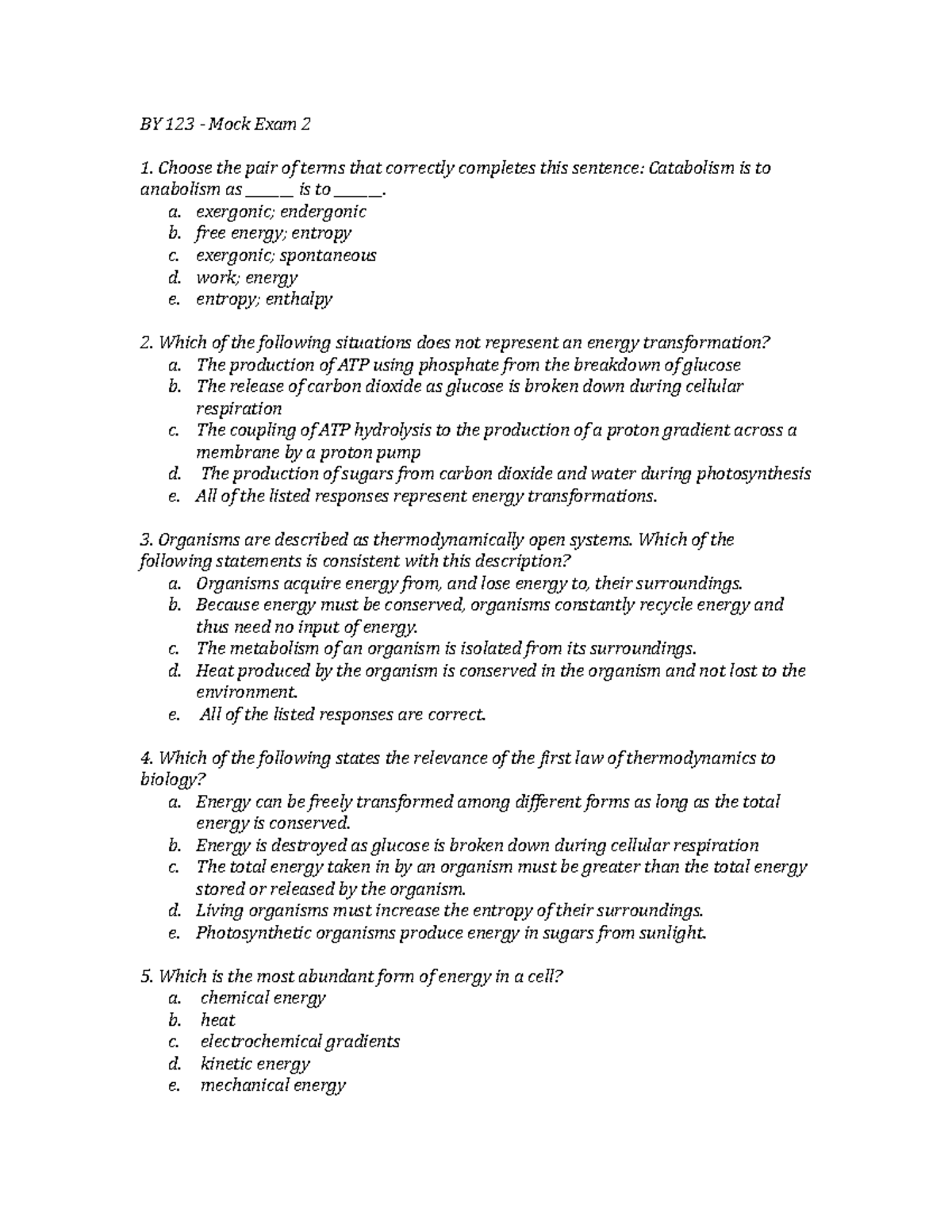 Mock Exam 2 - why - BY 123 - Mock Exam 2 Choose the pair of terms that ...