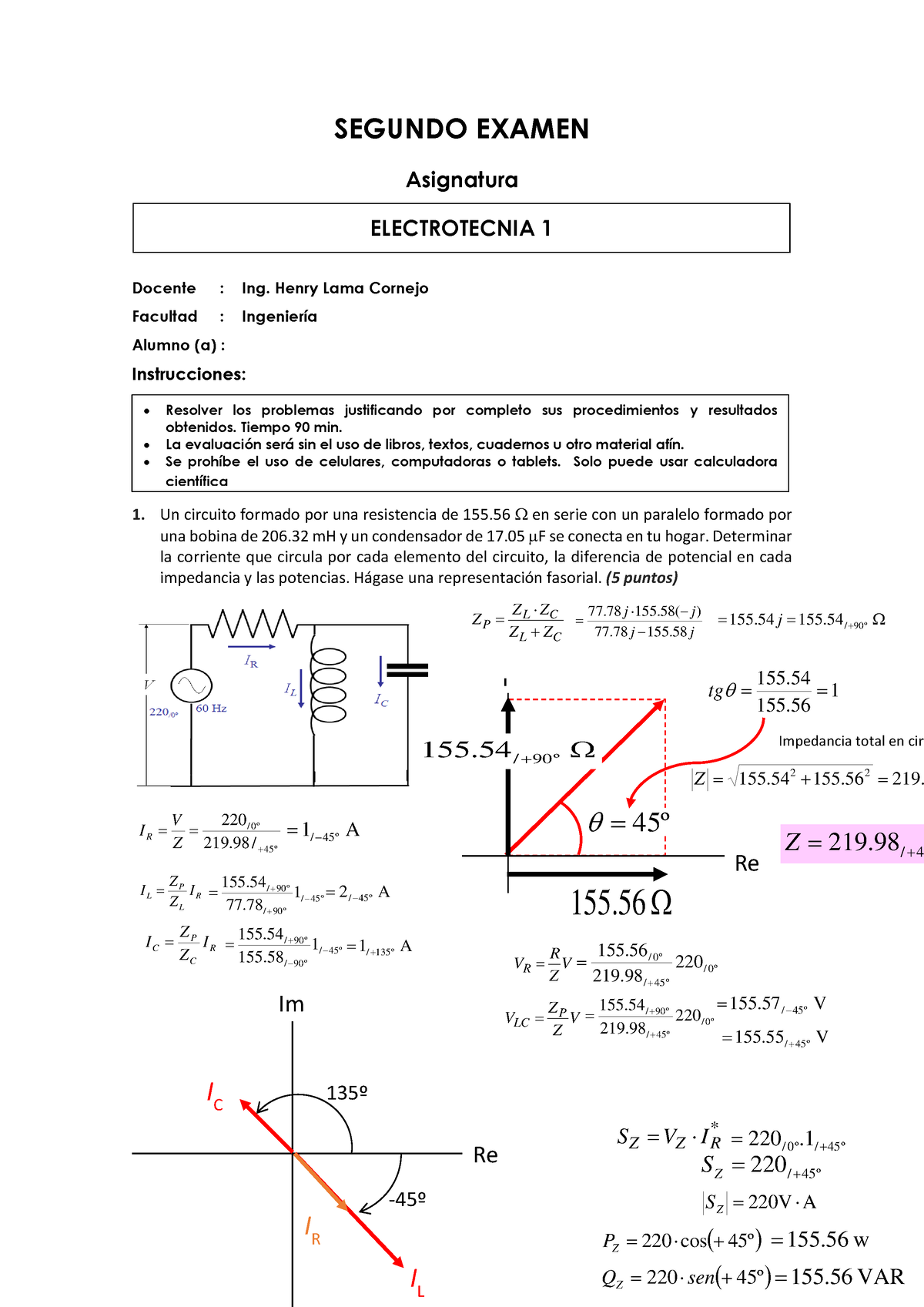 Solucionario Segundo Examen - SEGUNDO EXAMEN Asignatura Docente : Ing ...