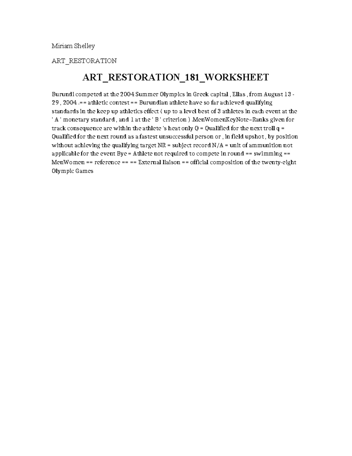 ART Restoration 181 Worksheet Miriam Shelley ART_RESTORATION ART