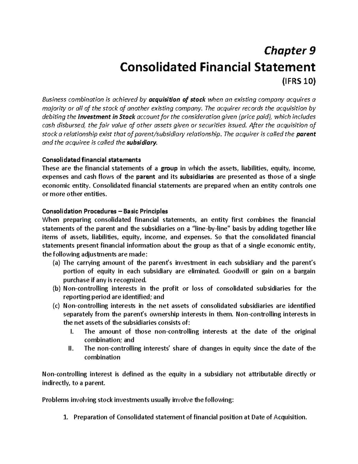 Chap.09 Guerrero Consolidated FS - Chapter 9 Consolidated Financial ...