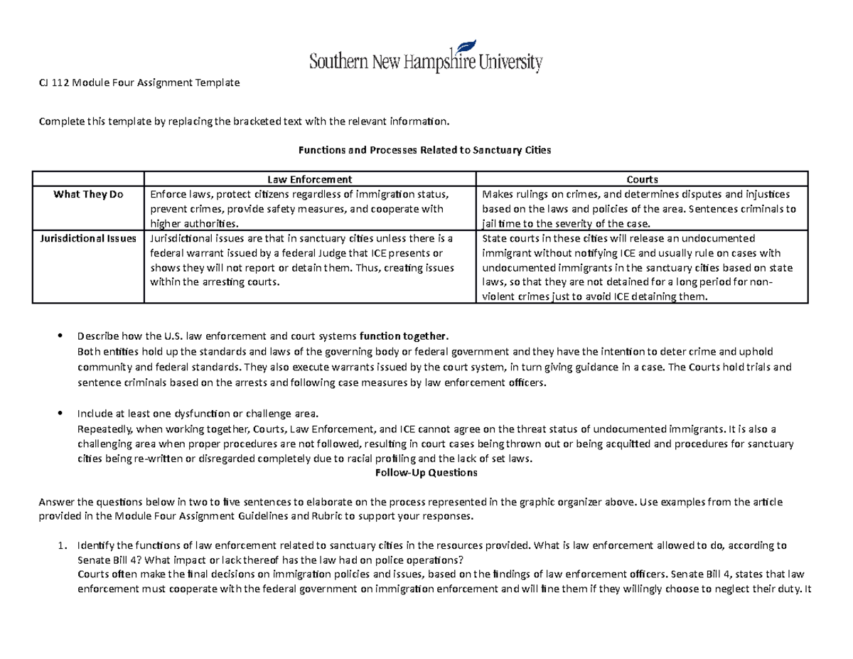 CJ 112 Module Four Assignment CRIM. Justice - CJ 112 Module Four ...