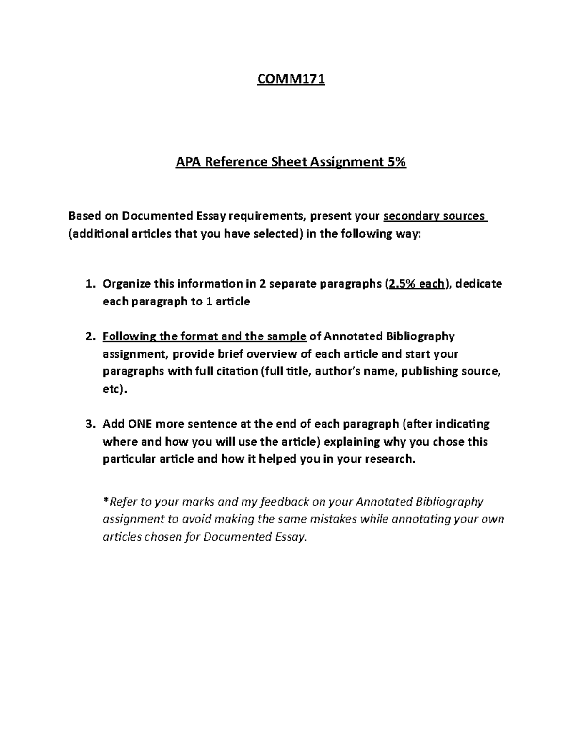 how to write reference for assignment