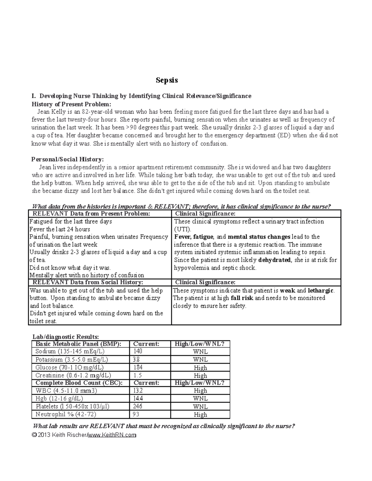 sepsis case study essay