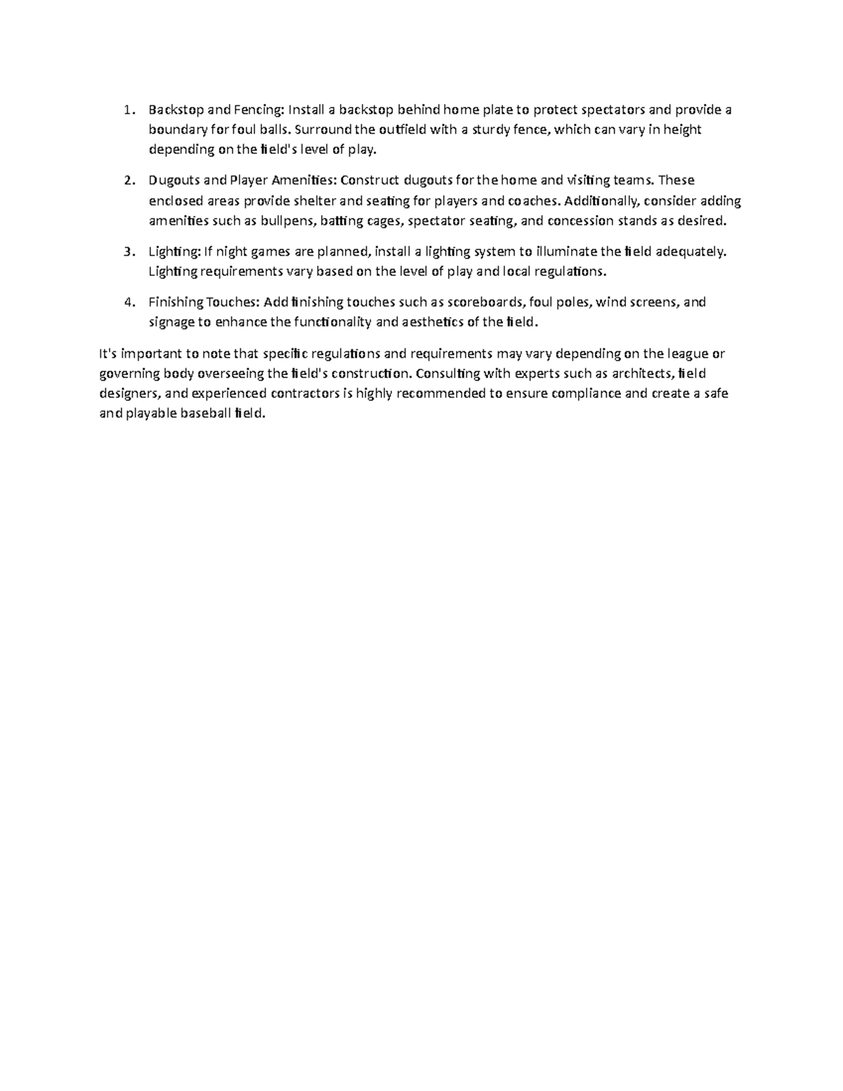 Backstop and Fencing Backstop and Fencing Install a backstop