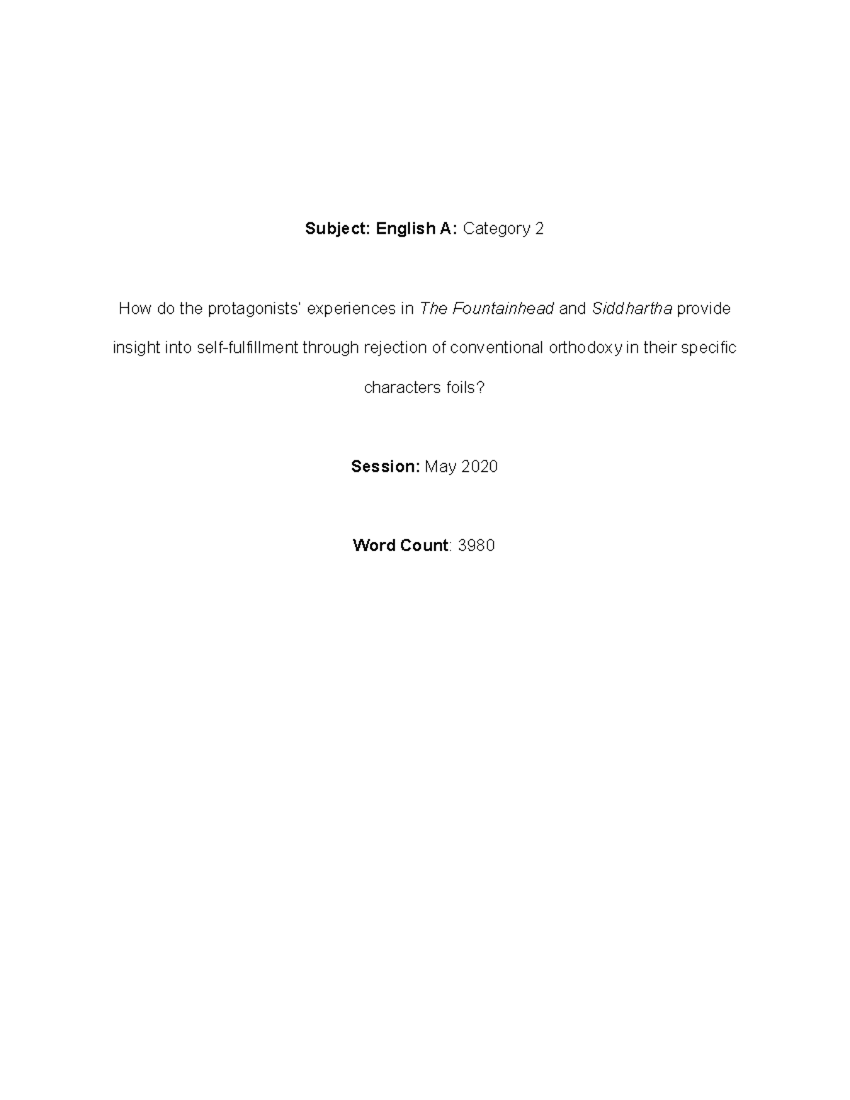 EE Final Sidharta Subject English A Category 2 How do the