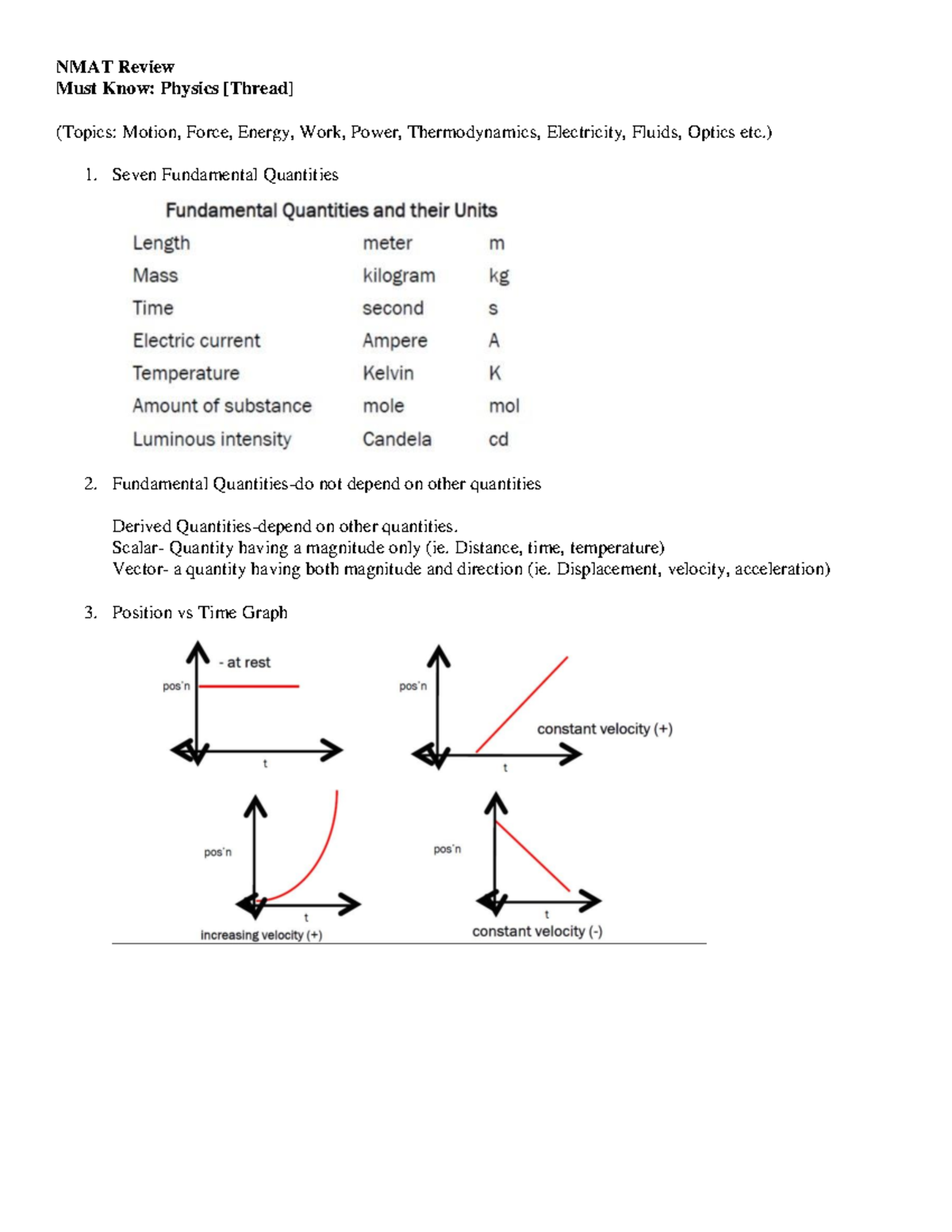 Must KnowPhysics Physics NMAT Review Must Know Physics [Thread