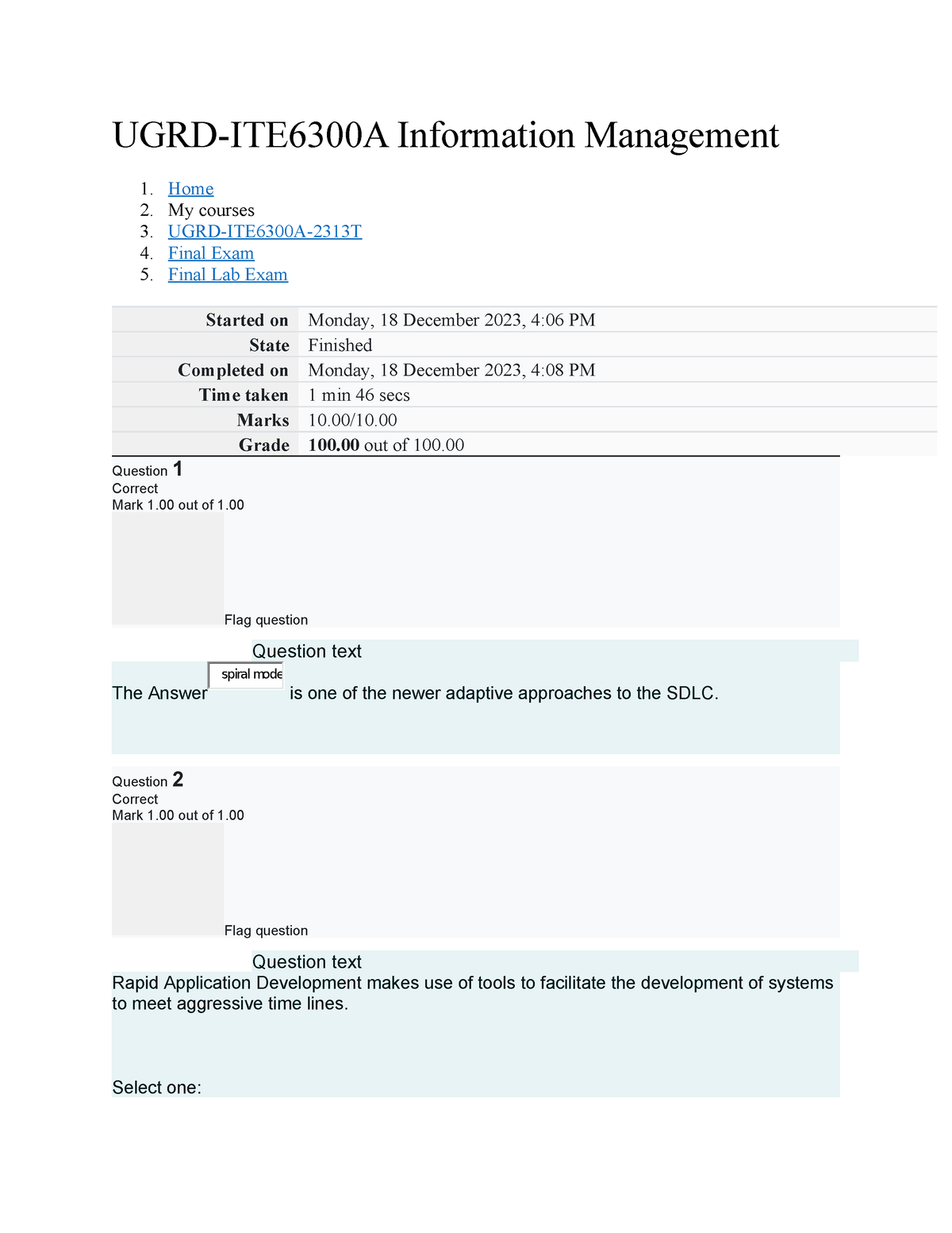 UGRD-ITE6300A Information Management Final Lab Exam - UGRD-ITE6300A ...