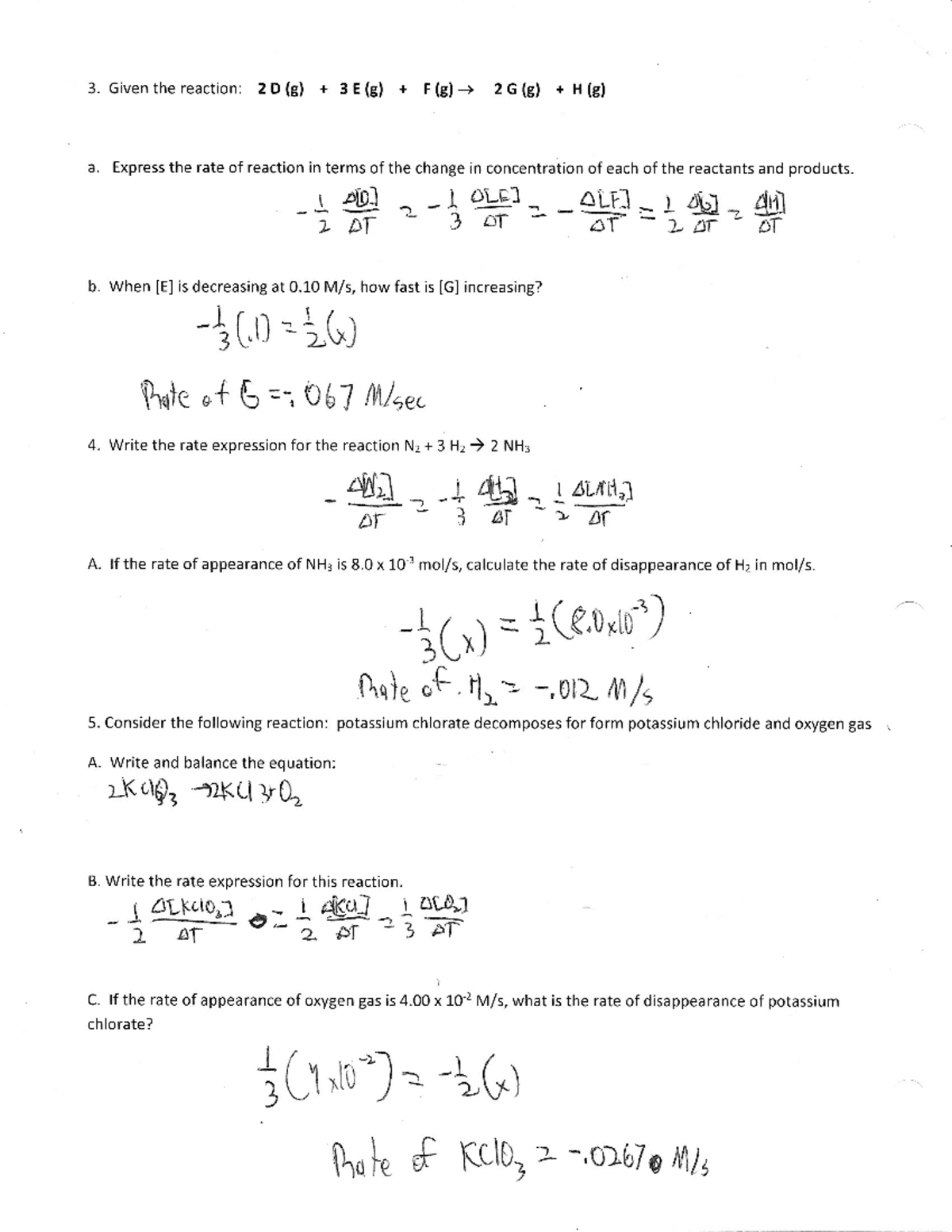 Kinetics Practice 1 - AP Chemistry with Mrs. Martin - Studocu