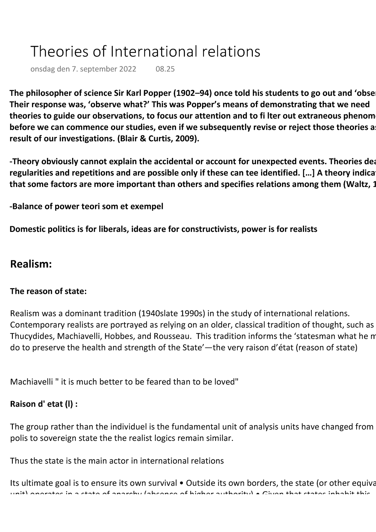 case study of realism in international relations