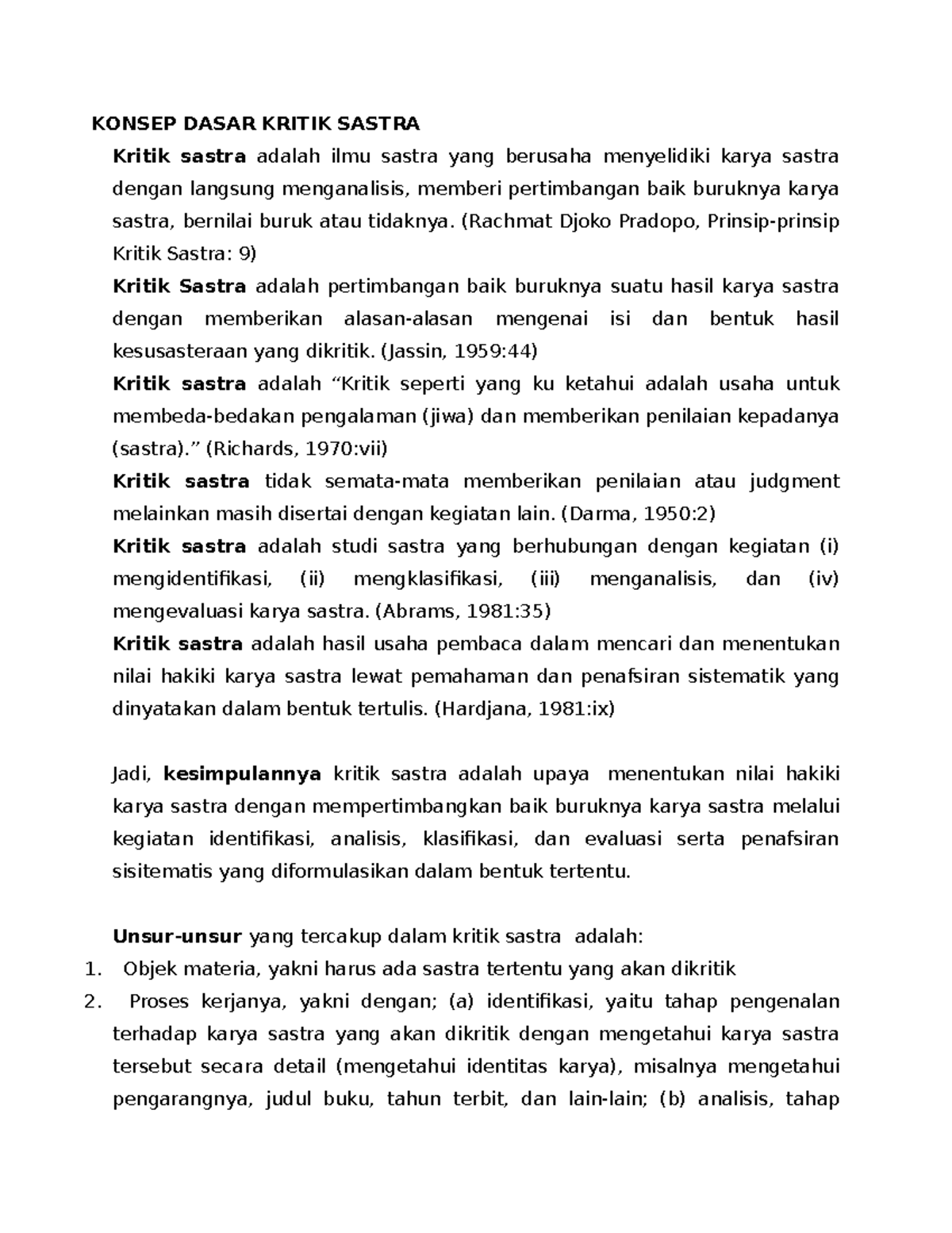 Konsep Dasar Kritik Sastra - KONSEP DASAR KRITIK SASTRA Kritik Sastra ...