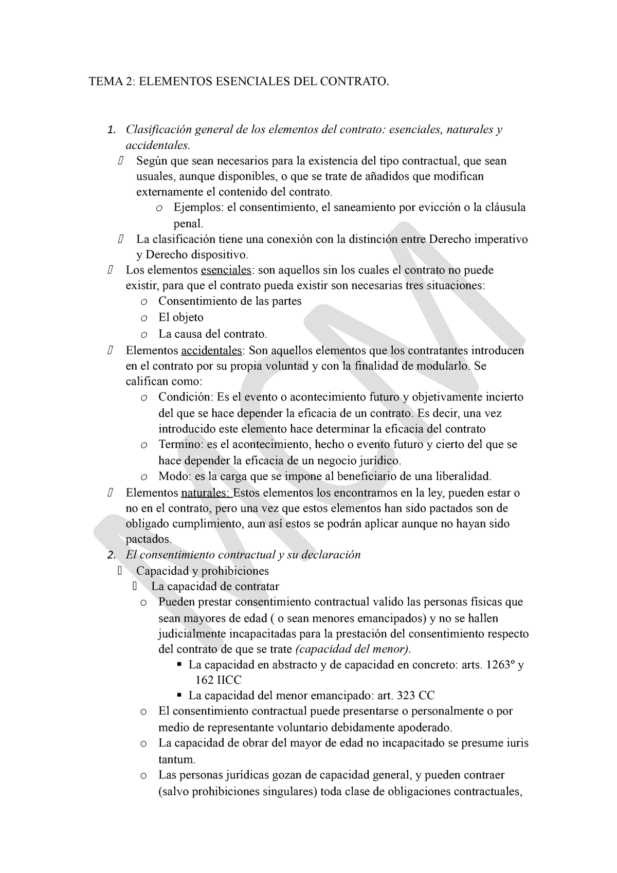 Tema 2 Apuntes Tema 2 Completo Tema 2 Elementos Esenciales Del Contrato 1 Clasificación 7948