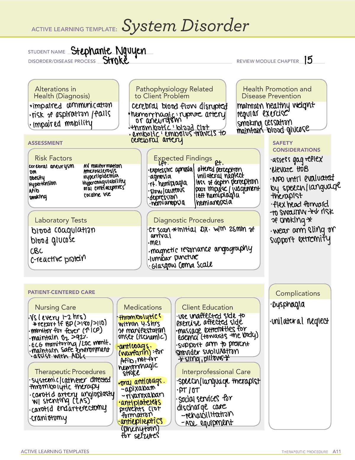 Active Learning Template on Stroke ACTIVE LEARNING TEMPLATES