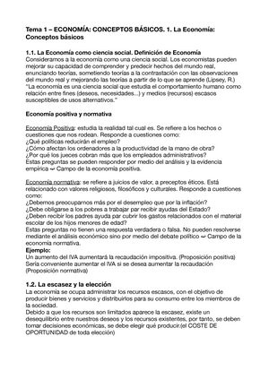 TEMA 1 LOS Problemas Básicos DE LA Economía - TEMA 1:LOS PROBLEMAS ...