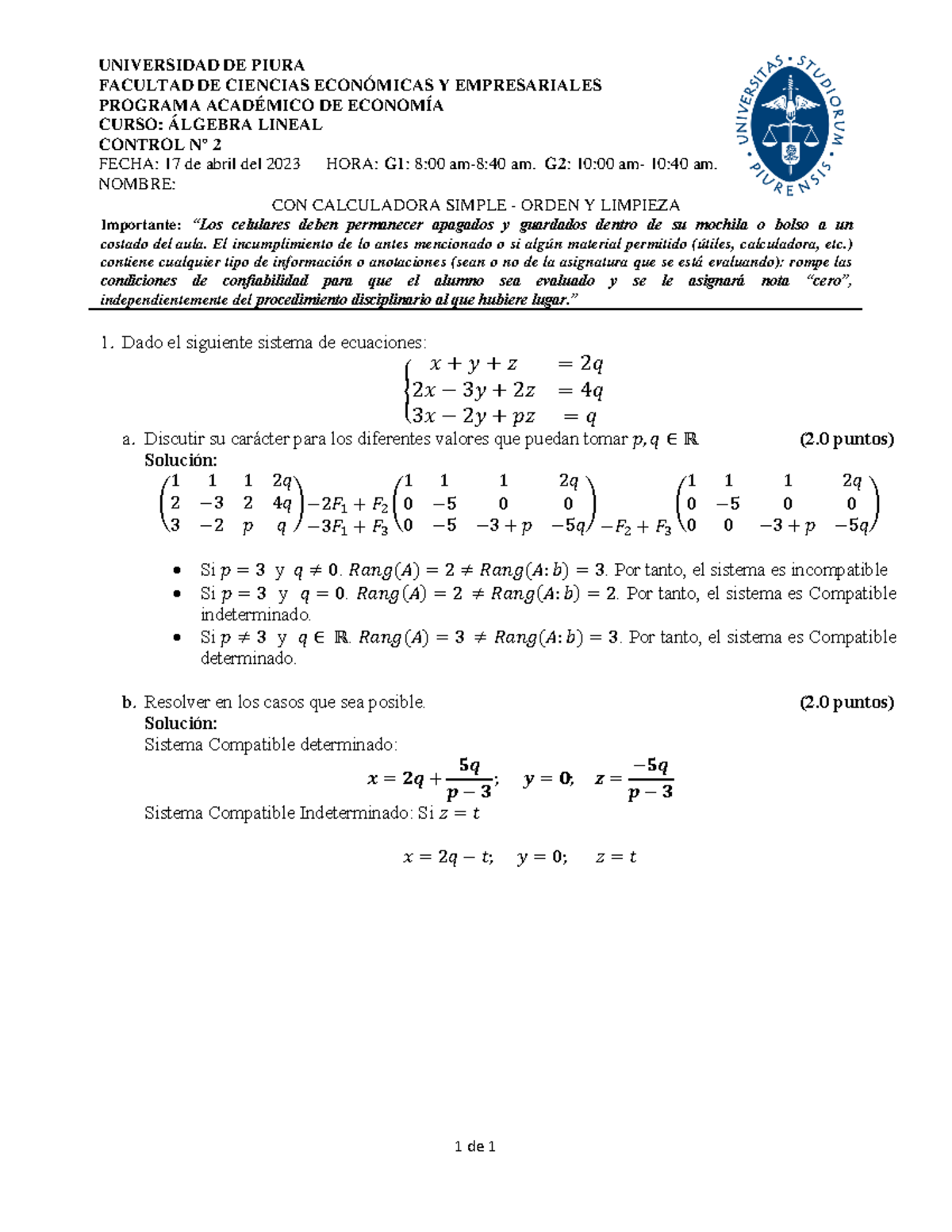 C02+2023-1+-+Soluci%C3%B3n - UNIVERSIDAD DE PIURA FACULTAD DE CIENCIAS ...