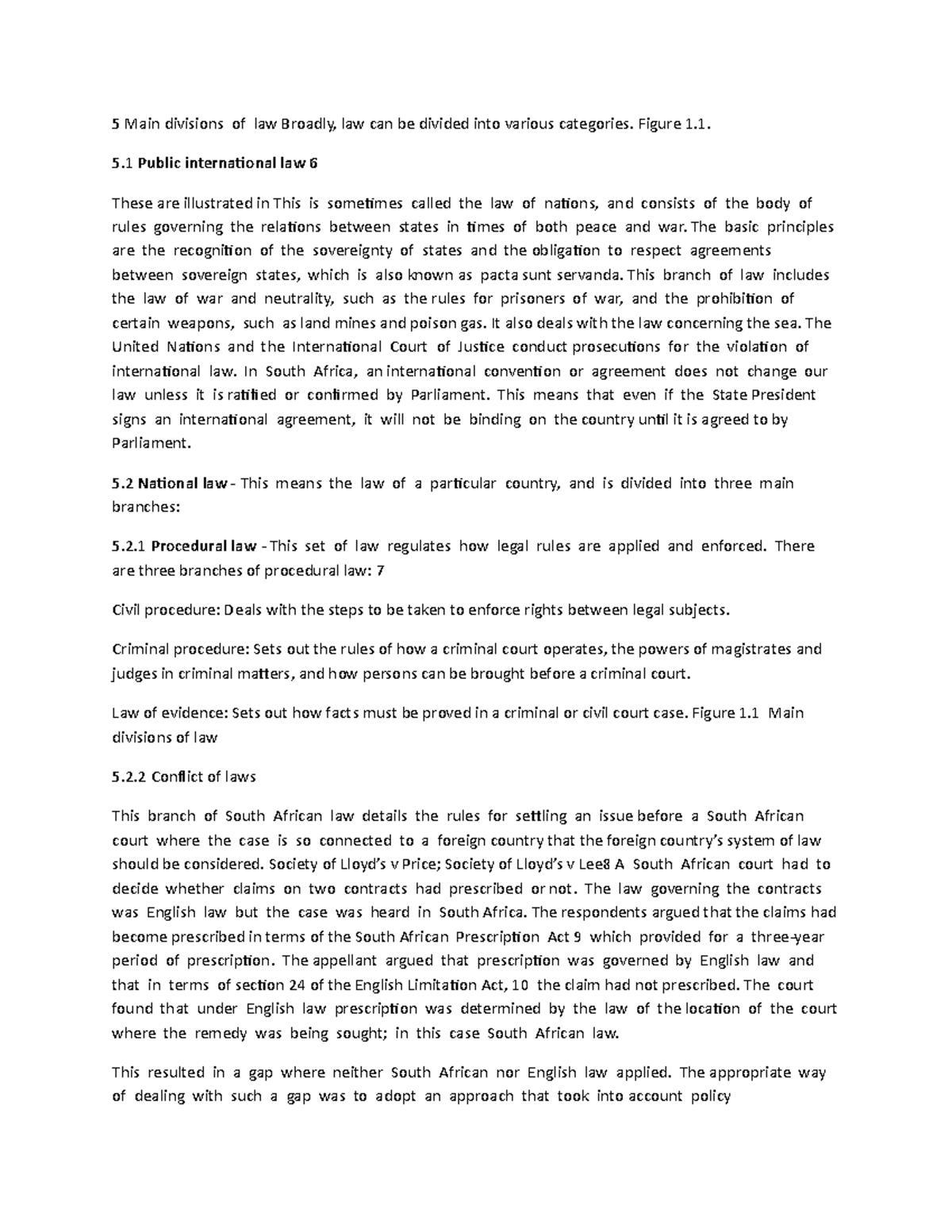 5 Main division of law - Lecture notes 5 - 5 Main divisions of law ...