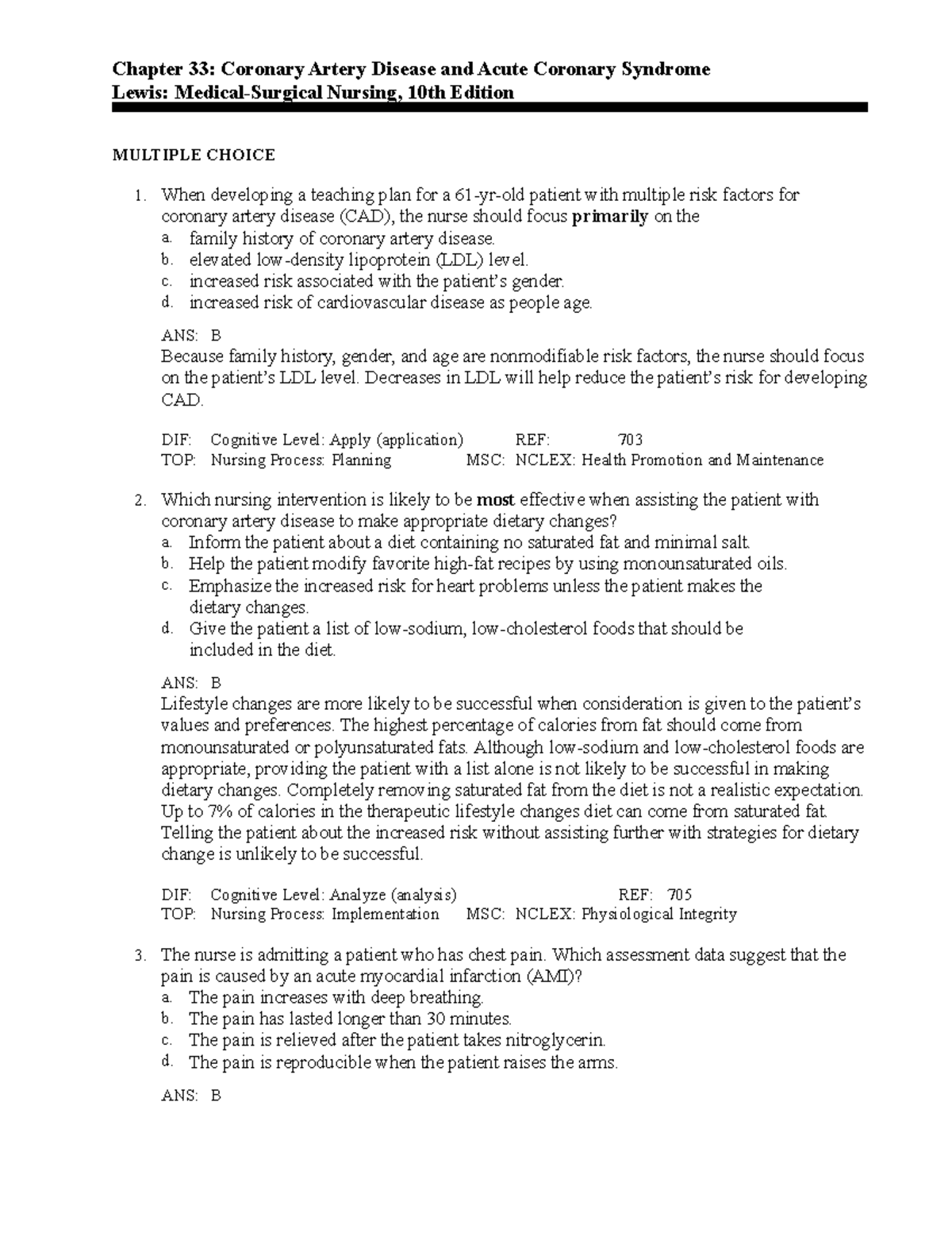 Chapter 33- Coronary Artery Disease and Acute Coronary Syndrome ...