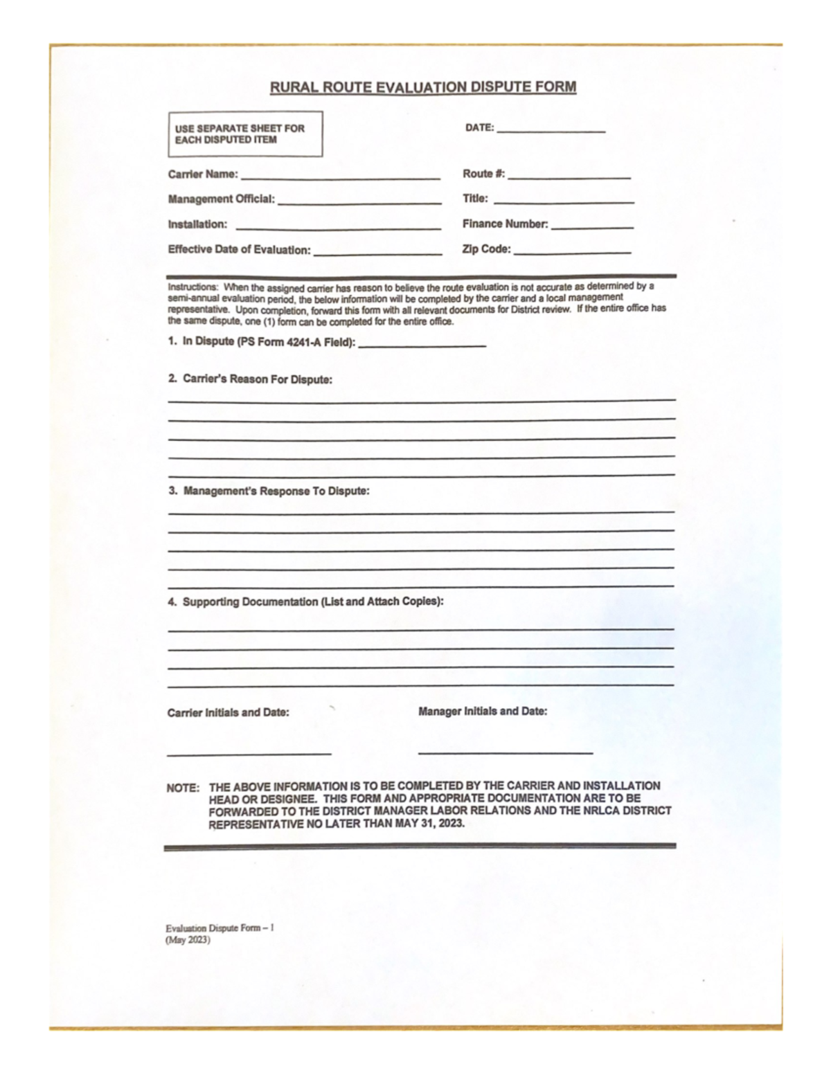 Fastrak Dispute Form - 7ucj95f