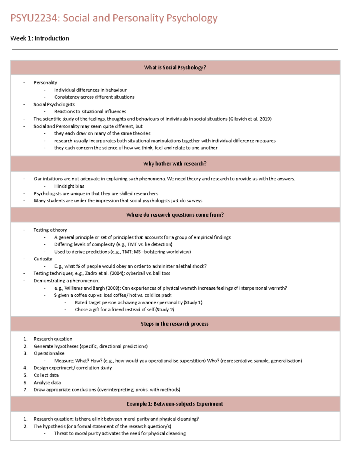 PSYU2234 Lecture Notes COMPLETE Weeks 1-12 - PSYU2234: Social And ...