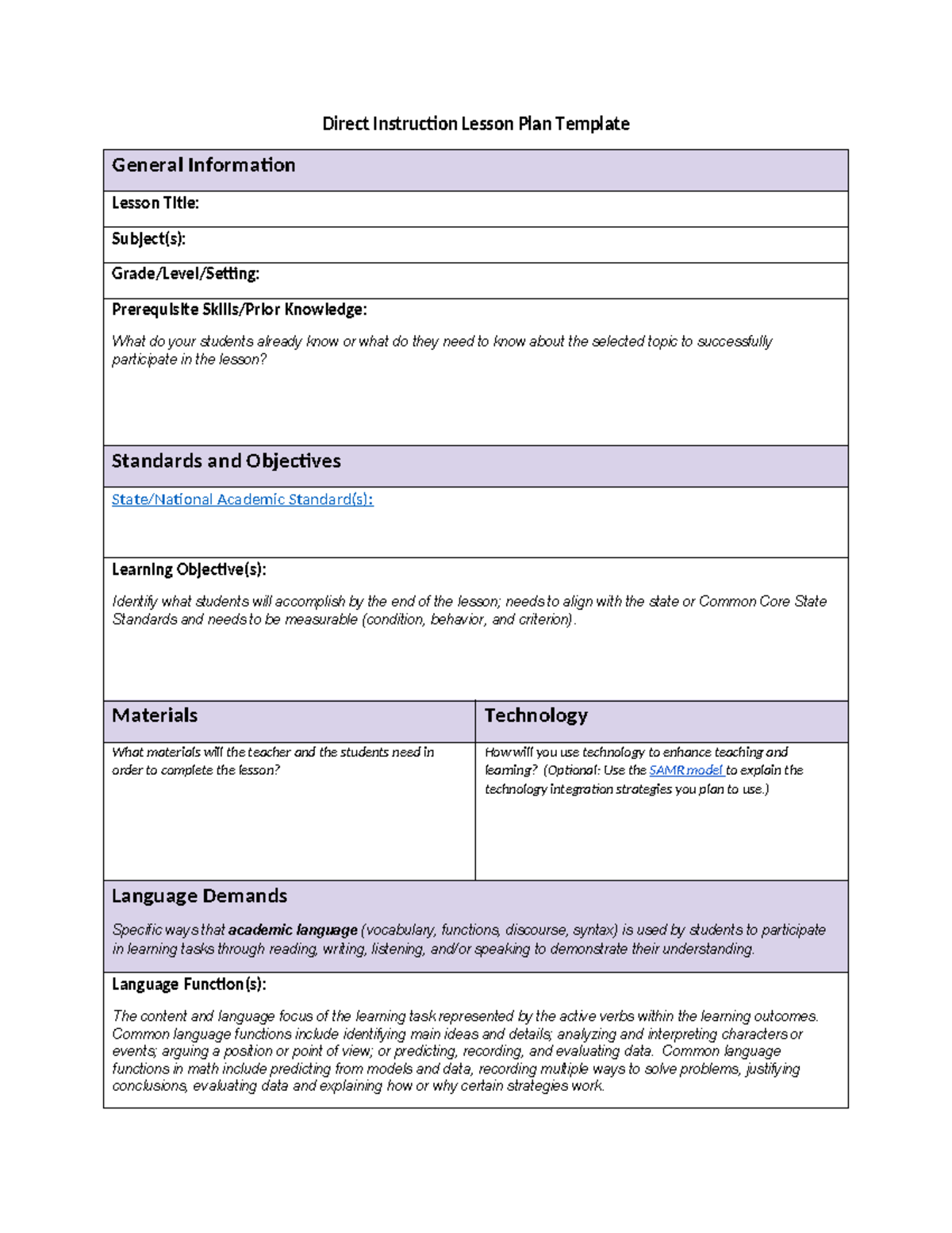 Direct-Instruction-Lesson-Plan-Template - Direct Instruction Lesson ...