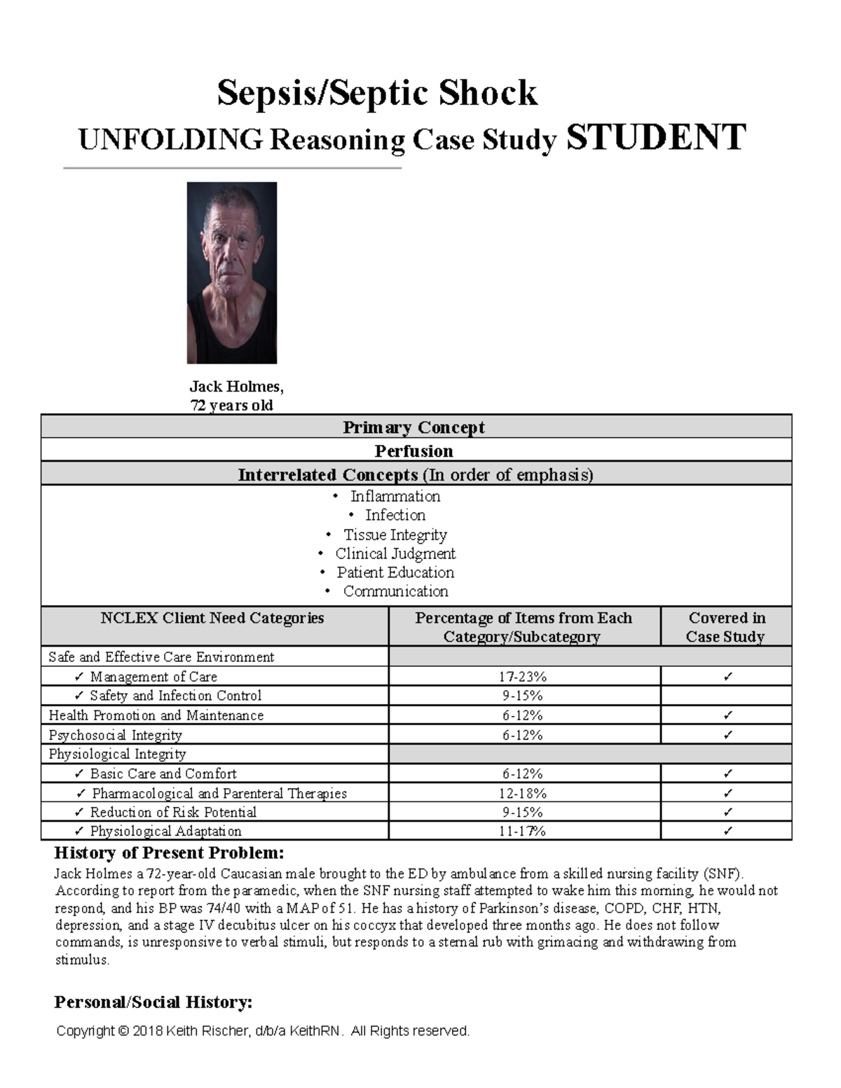 nursing case study septic shock