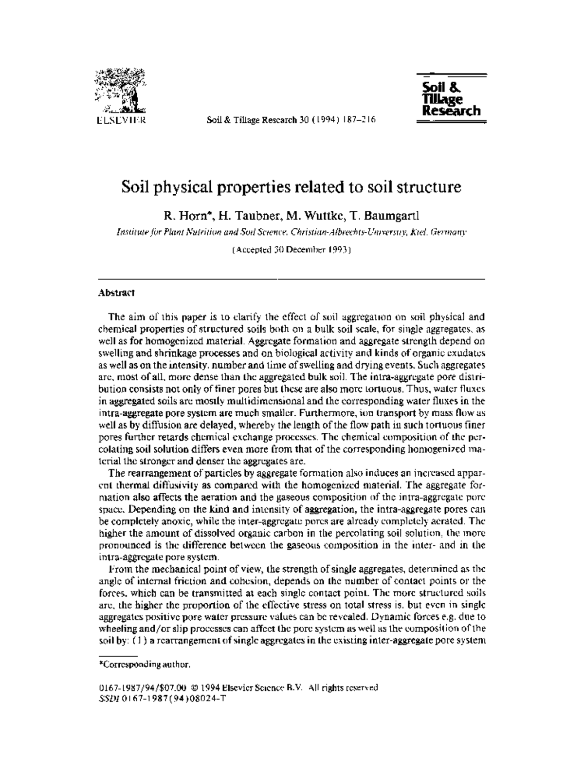 Horn1994 - summary - Soil & ; ~ Tillage. K e s e ~ r c n E LS EV I ER ...