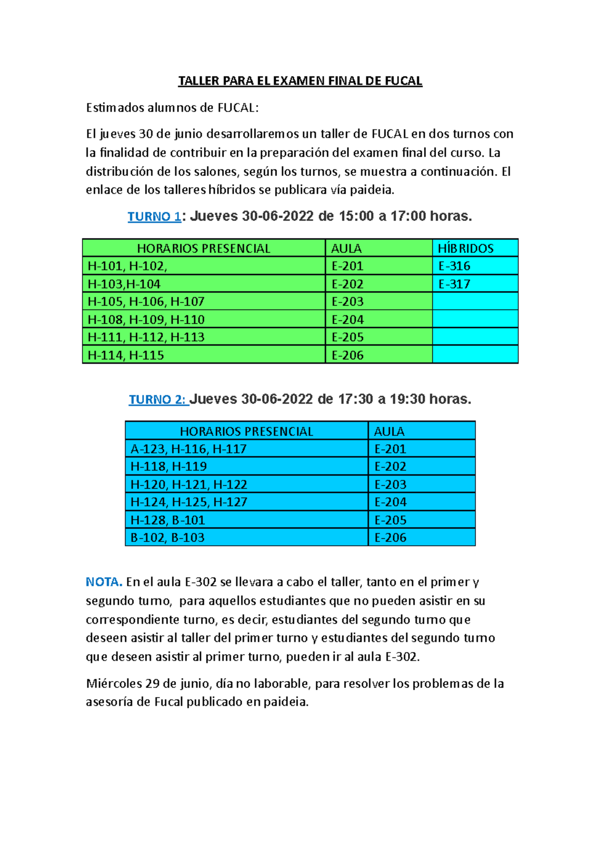 Taller 2 PARA EL Examen Final DE Fucal - TALLER PARA EL EXAMEN FINAL DE ...