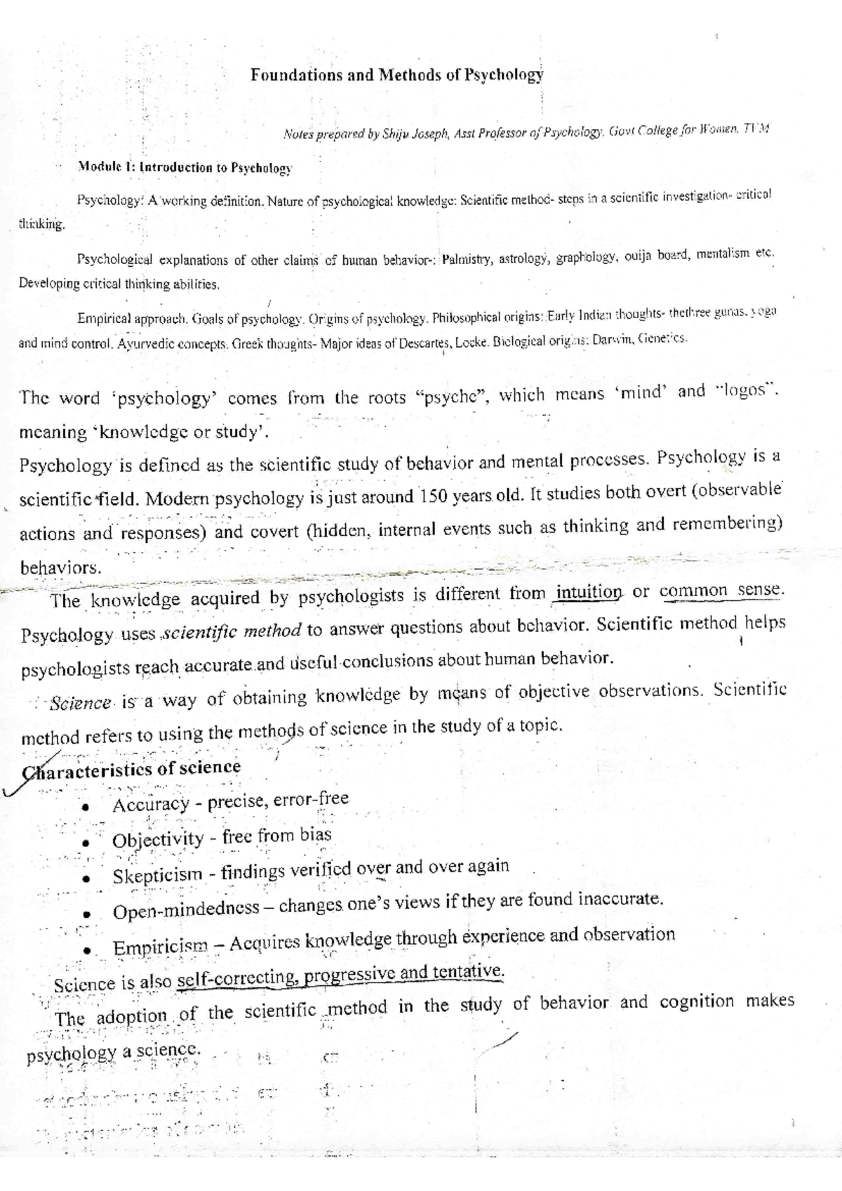 Foundations and Methods of Psychology - BSc. Psychology - Studocu