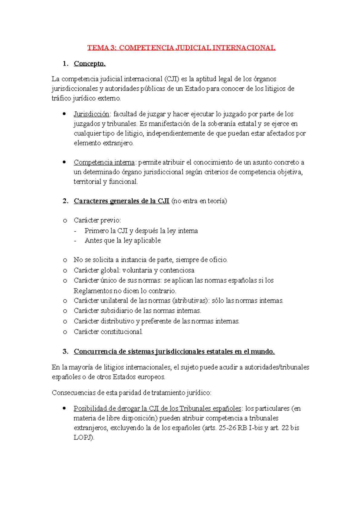 TEMA 3 - Buenos - TEMA 3: COMPETENCIA JUDICIAL INTERNACIONAL 1 ...