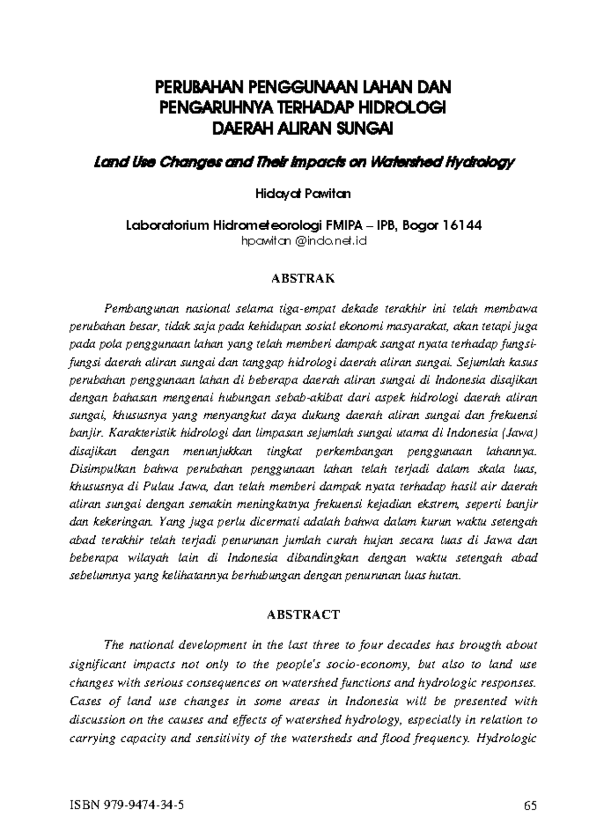 78. Perubahan Penggunaan Lahan DAN Pengaruhnya Terhadap Hidrologi - Net ...