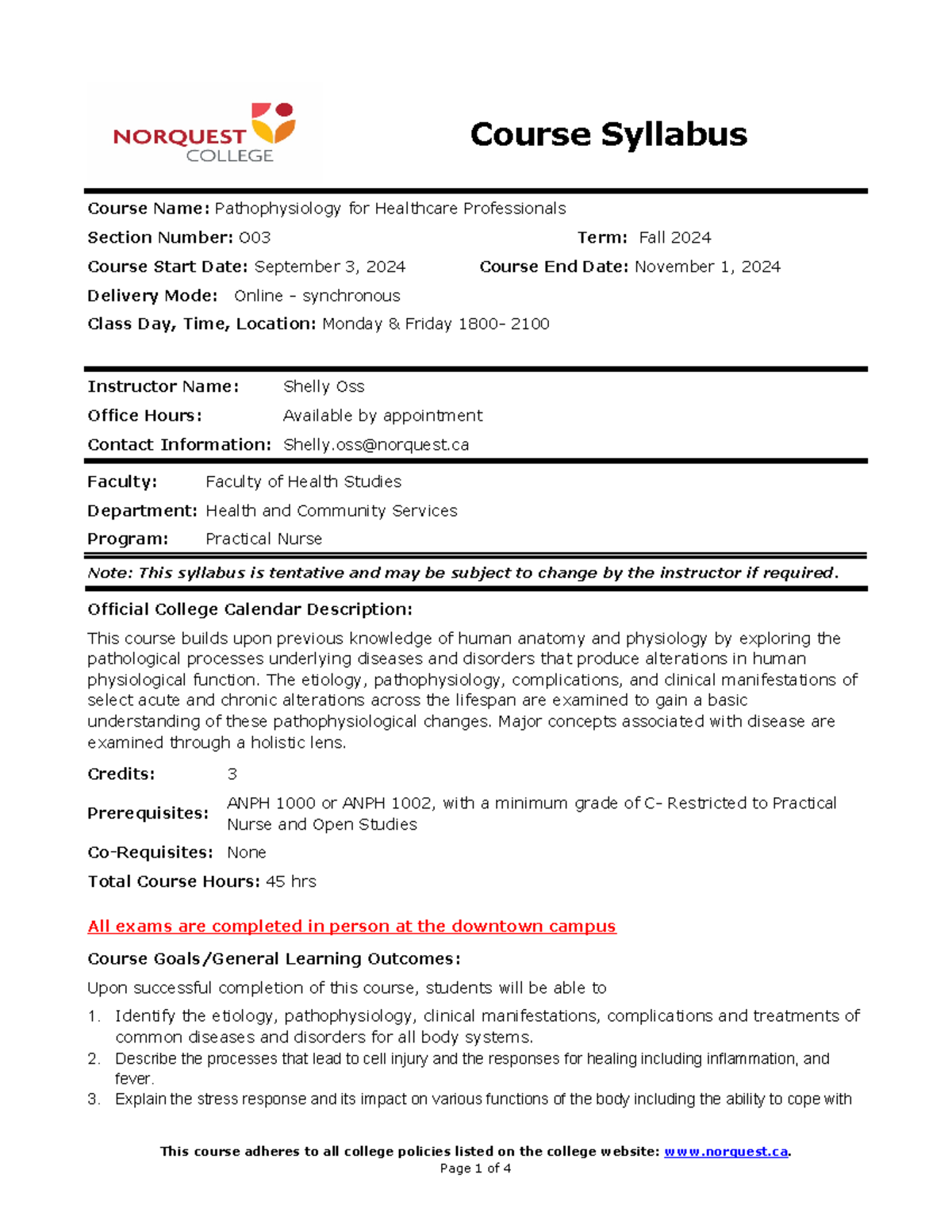 Path Evening Online Syllabus O03 Fall 2024 - Course Syllabus Course ...