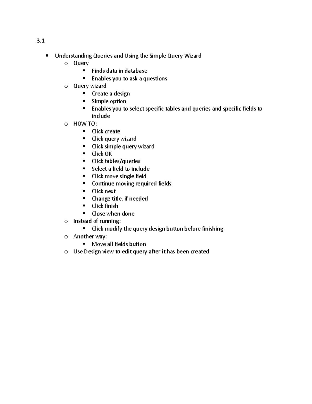 MGSC 290 3.1 notes 3. Understanding Queries and Using the Simple