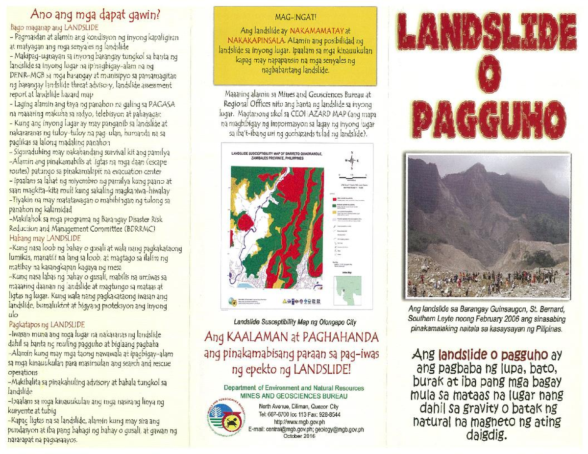 MGB Pamphlet Landslides opt - Bachelor of Secondary Education major in ...