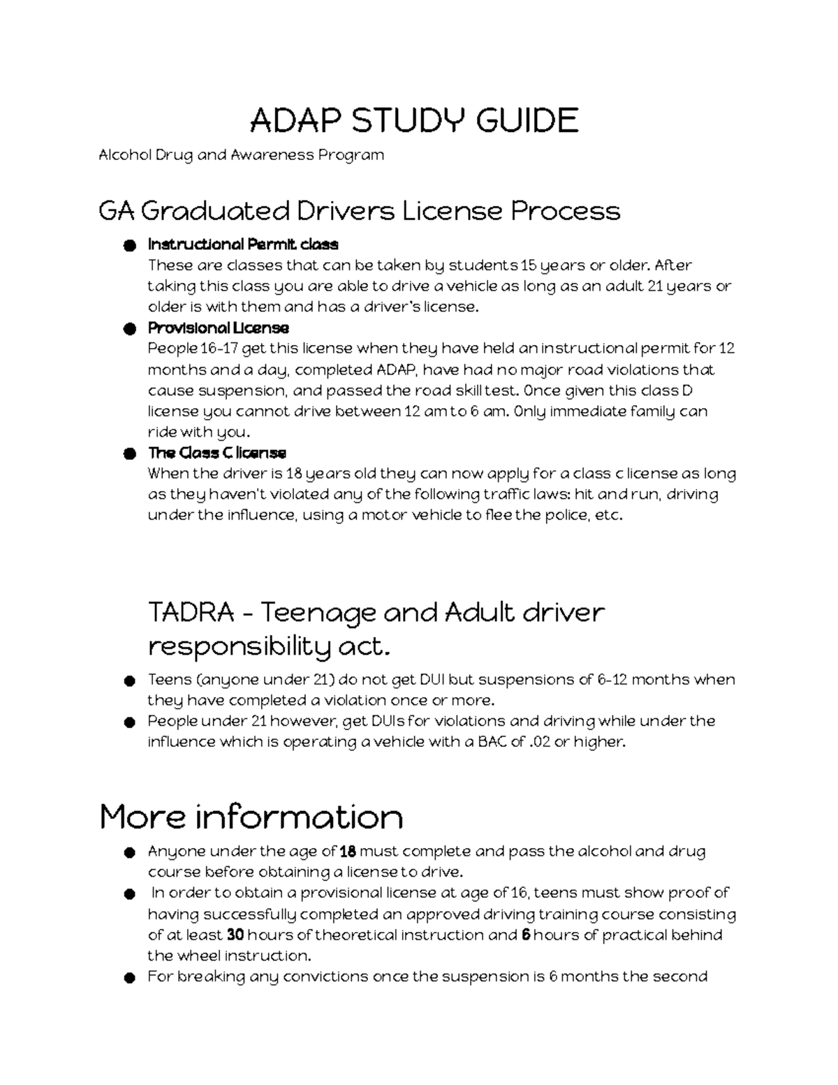 ADAP+ Study+ Guide ADAP STUDY GUIDE Alcohol Drug and Awareness