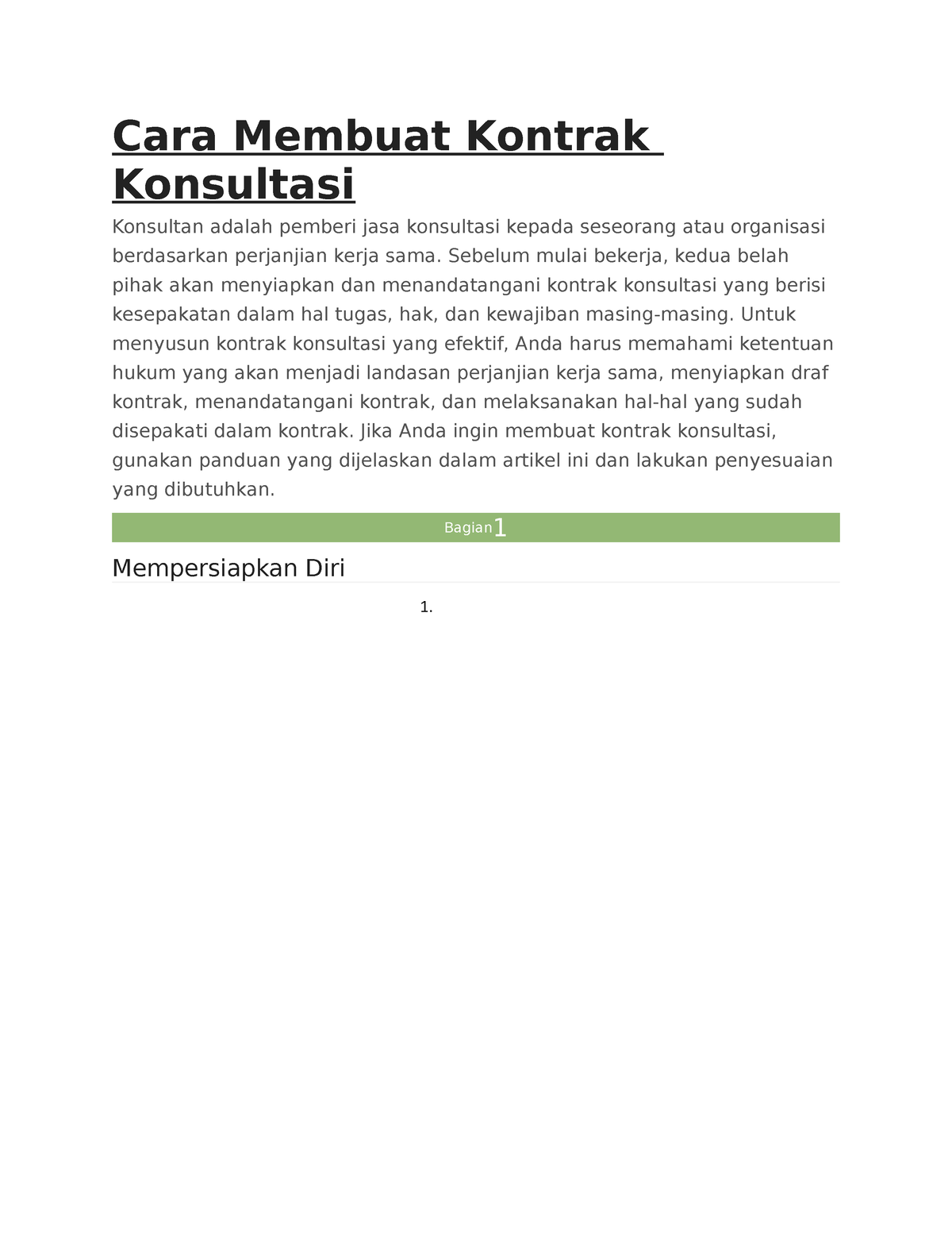 Cara Membuat Kontrak Konsultasi - Cara Membuat Kontrak Konsultasi ...